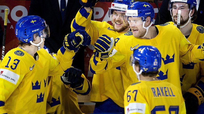 Swedish players celebrating